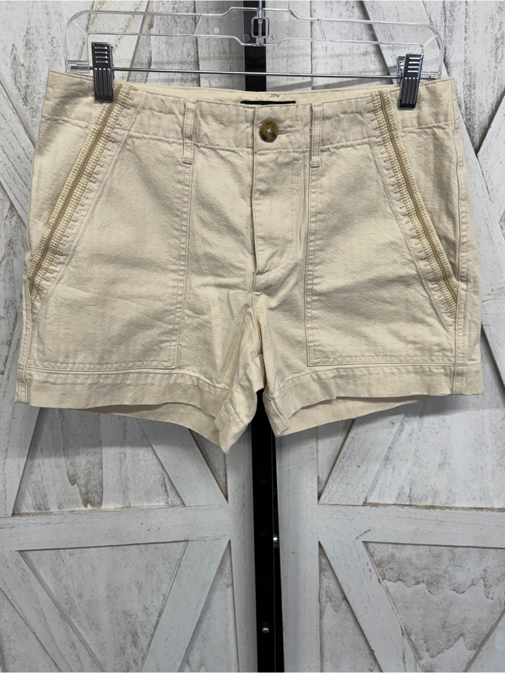 Frye Cream Utility Shorts with Front Patch Pockets